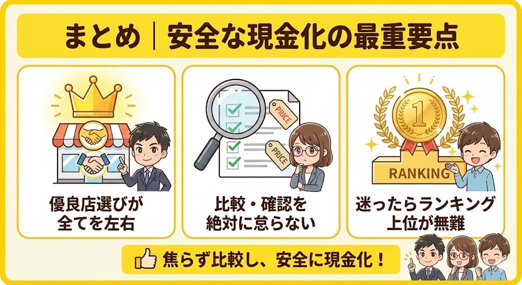 まとめ|安全に現金化するために最も大切なこと