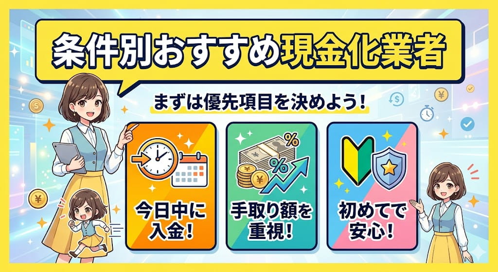 条件別におすすめのクレジットカード現金化業者
