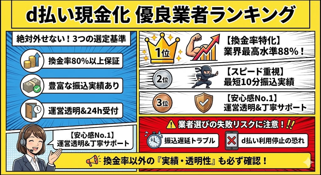 d払い現金化におすすめの優良業者ランキング