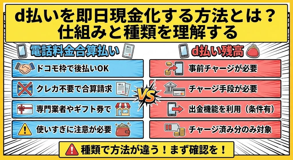 d払いを即日現金化する方法とは?仕組みと種類を理解する