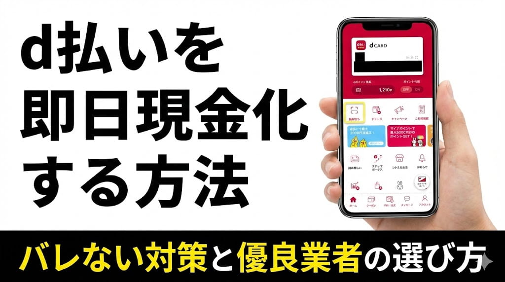 d払いを即日現金化する方法！バレない対策と優良業者の選び方