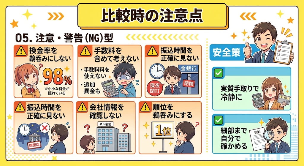 クレジットカード現金化業者を比較する時の注意点