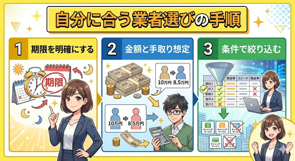 比較表から自分に合う業者を選ぶ手順